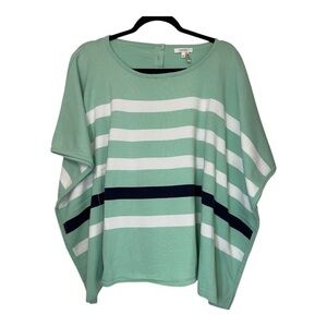 Tyler Boe Mint Green Striped Poncho Knit Sweater
